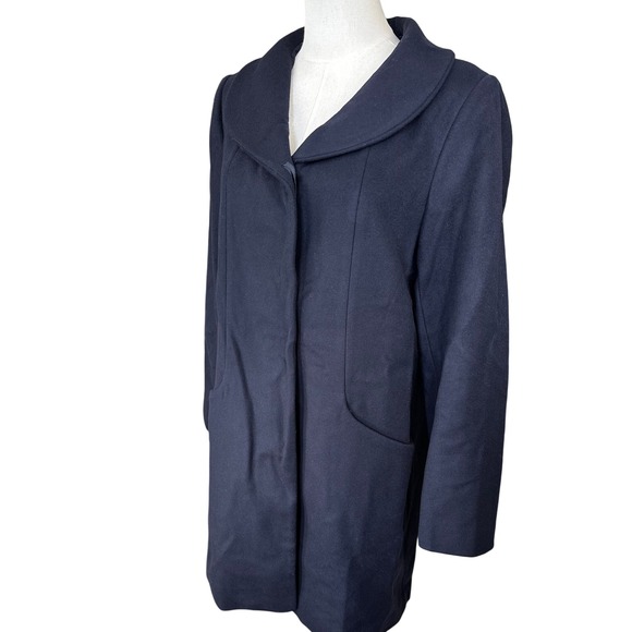 Quince NWT SZ MED Women's‎ Navy Blue Wool Blend Coat with Shawl Collar Size M - Picture 3 of 14